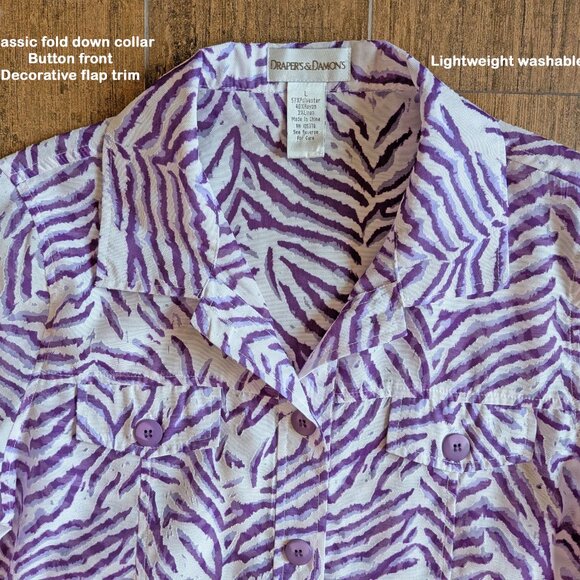 Drapers & Damon's Blouse, Button front, 44 inch bust, Sz L, Poly/Rayon/Linen mix - Picture 7 of 17